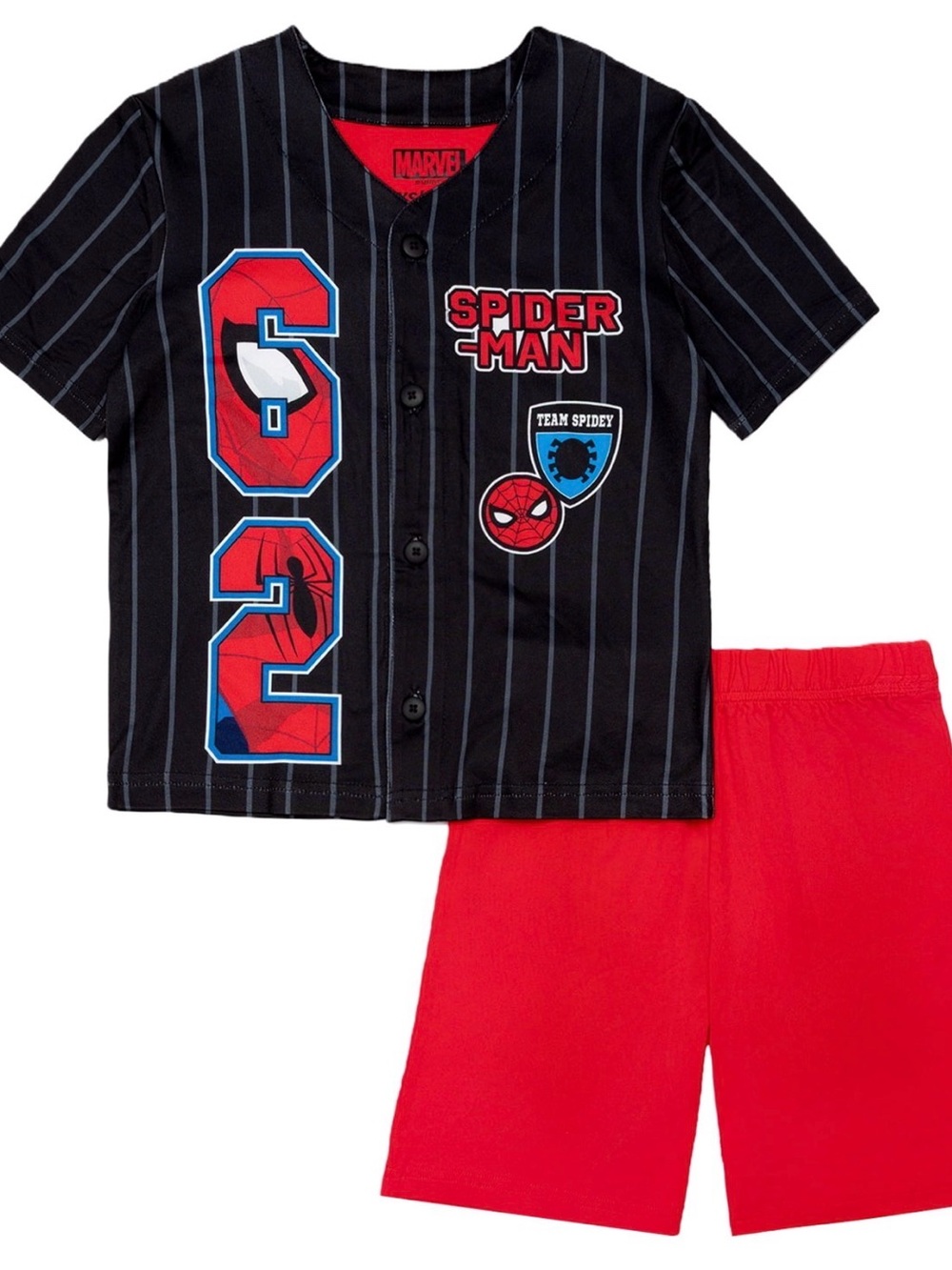 Boys Marvel Spider-Man Black and Red Short 2 pc Set NWT Size 8